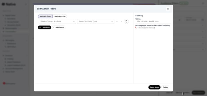 Custom filter builder